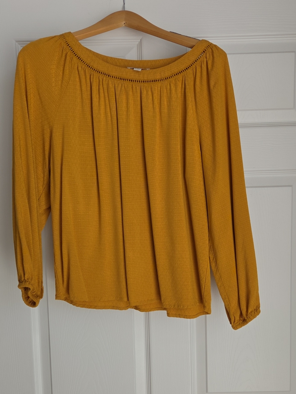 LOFT Mustard Long-Sleeve Peasant Blouse